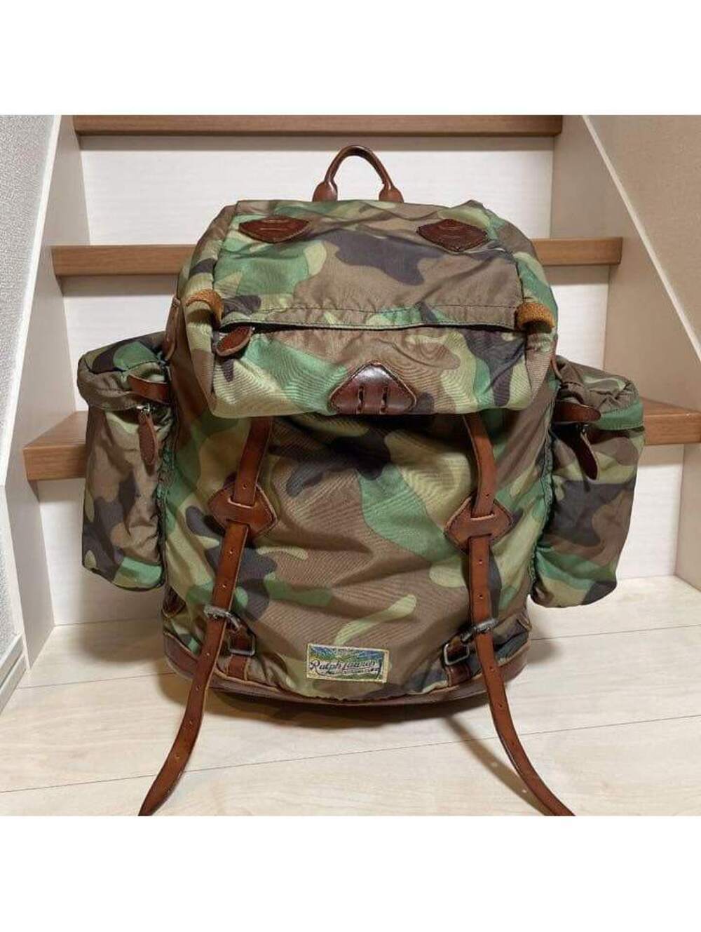 Ralph Lauren Yosemite Camouflage Backpack Leather Rare Vintage Rrl Rl Polo